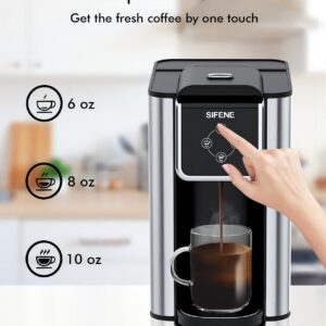 SIFENE Single Serve Coffee Maker, 3-in-1 Quick Brew for Coffee Pods, Ground Coffee, & Loose Tea, 6-12oz Cup Sizes, 50oz Removable Water Tank, 1150W, Compact, Black