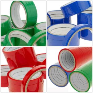 18Pcs PVC Bag Sealing Tape - Basic Collection - Poly Bag Sealing Tape 3 Color - 3/8 inch x 110 yds. (Pack of 6) - Ideal for Packaging and Sealing Meat, Gifts, or Ice Bags