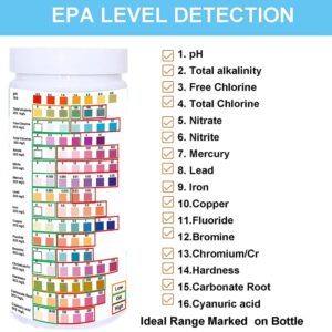 Mautacly Water Testing Strips for Drinking Water- EPA Level Home Use, Water Test Strips with Lead, Mercury, Iron, PH, Hardness