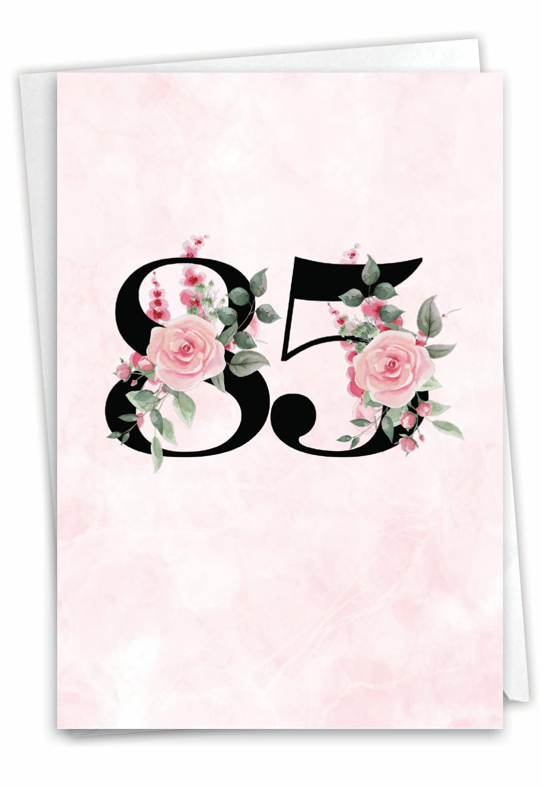 NobleWorks - 85th Milestone Birthday Greeting Card with 5 x 7 Inch Envelope (1 Card) Floral Age 85 C8263MBG