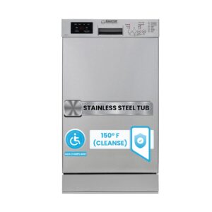 Equator 18 in Dishwasher 10 place+Wine Rack 3.4g QUIET 51 dB 110V E-Star ADA in Silver