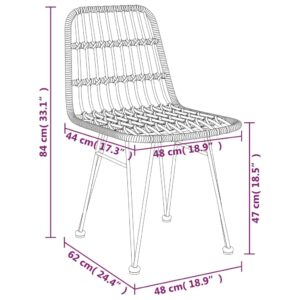 vidaXL Garden Dining Set 3 Piece Patio Furniture Outdoor Seating Table and Chair Decorative Dining Set Bistro Table Dinner Chair Poly Rattan