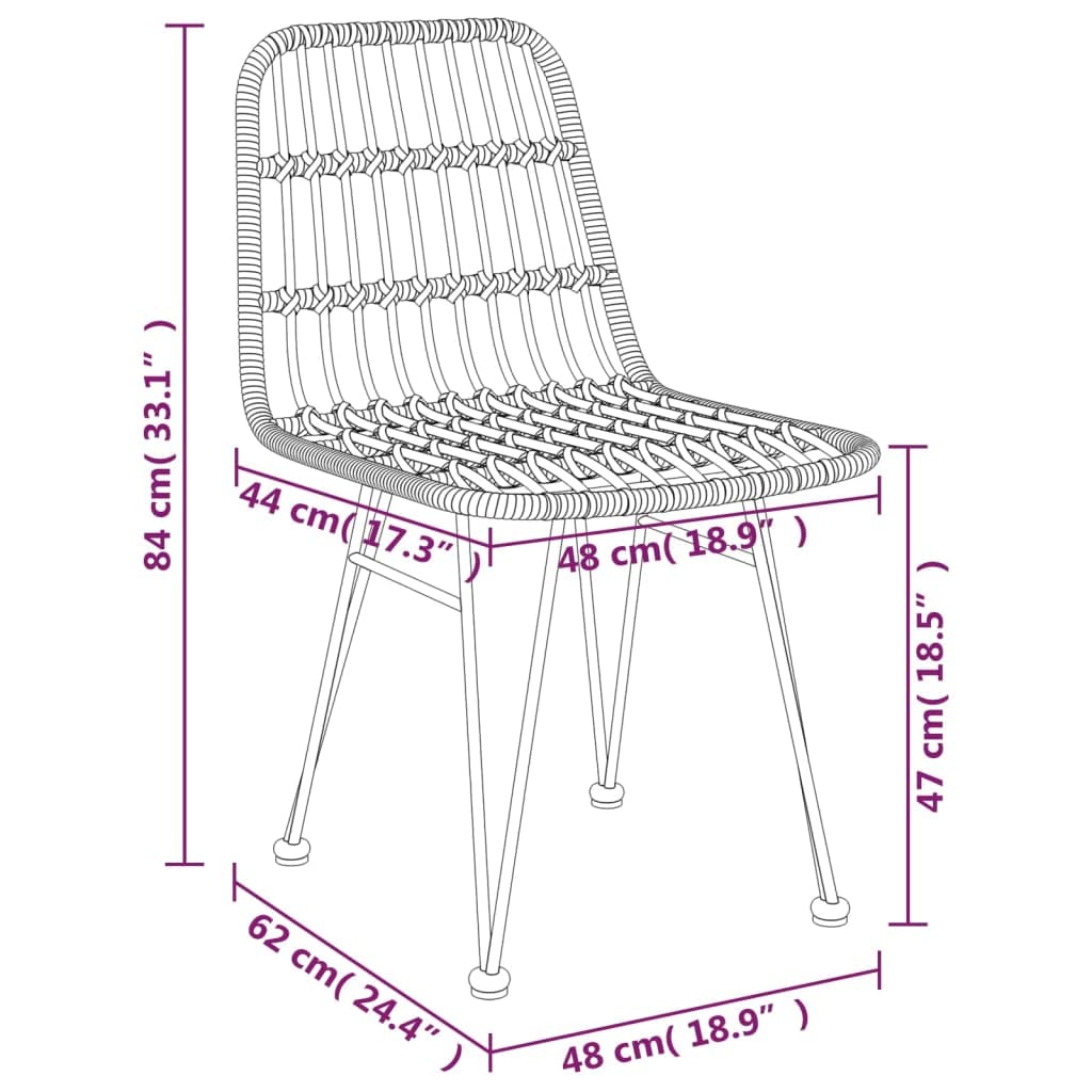 vidaXL Garden Dining Set 3 Piece Patio Furniture Outdoor Seating Table and Chair Decorative Dining Set Bistro Table Dinner Chair Poly Rattan