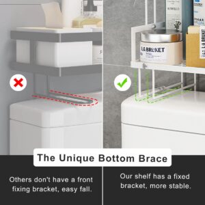 FLOLXNB Over The Toilet Storage,3-Tier Bathroom Organizer Shelves with Paper Holder, Multifunctional Toilet Rack,No Drilling Storage Shelf, Home Storage Space Saver Wall Mounting Design,White