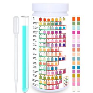 mautacly water testing strips for drinking water- epa level home use, water test strips with lead, mercury, iron, ph, hardness