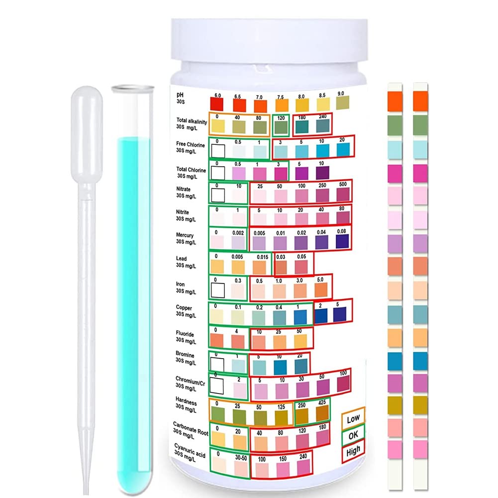 Mautacly Water Testing Strips for Drinking Water- EPA Level Home Use, Water Test Strips with Lead, Mercury, Iron, PH, Hardness