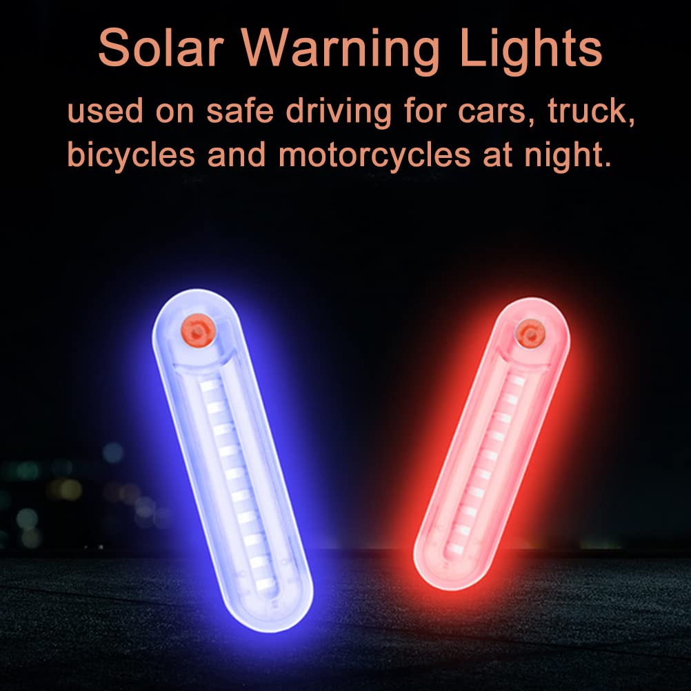 Aolyty Solar Warning Lights, Waterproof Solar Powered LED Flashing Light Solar Strobe Light 2 Pack for Trucks Vehicles Cars Motorcycles Safety Night Driving (Multi-Color Light)