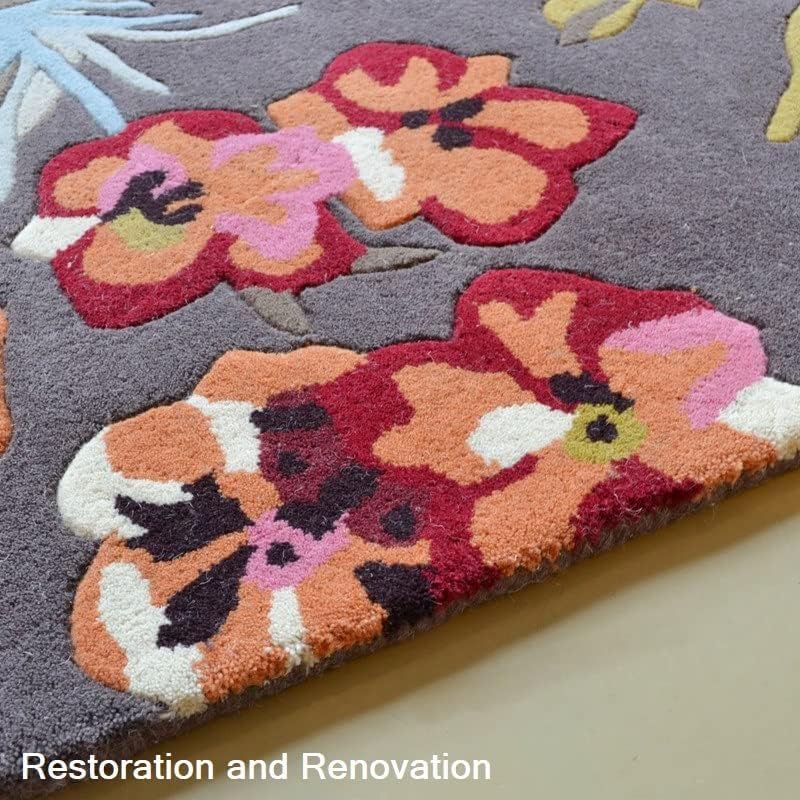 Restoration and Renovation Modern Rose Floral Wool Rug | Handmade Area Rug with Garden Colorful Flowers for Living Room Dining Room and Kitchen (Brown, 3x5 ft)