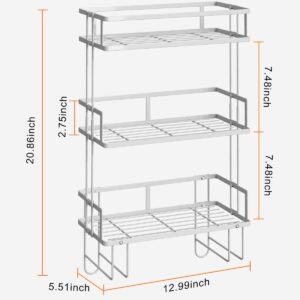 FLOLXNB Over The Toilet Storage,3-Tier Bathroom Organizer Shelves with Paper Holder, Multifunctional Toilet Rack,No Drilling Storage Shelf, Home Storage Space Saver Wall Mounting Design,White