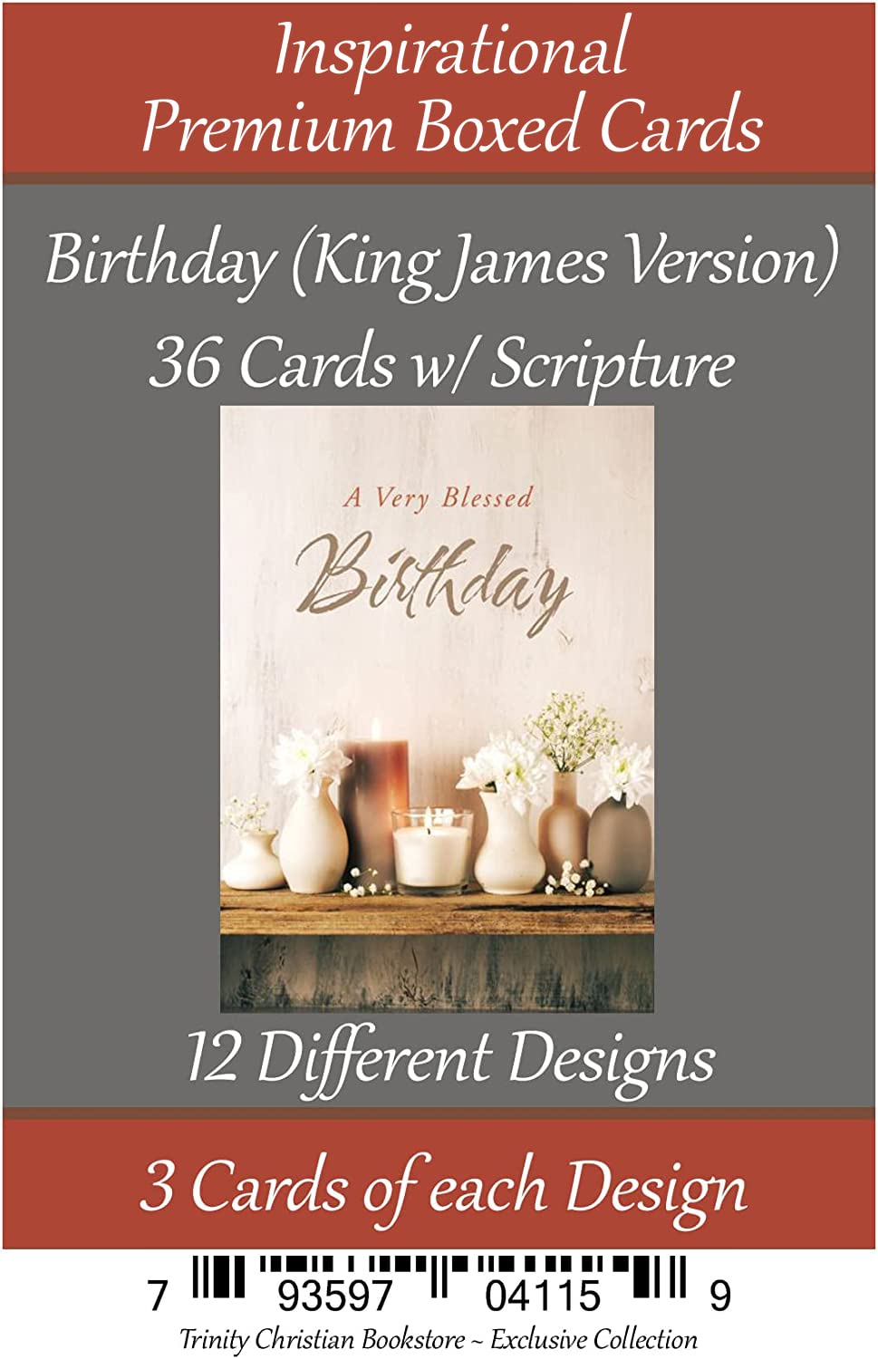 Generic King James Version (KJV) 36 ct Birthday Christian/Religious Greeting Card Set with Envelopes