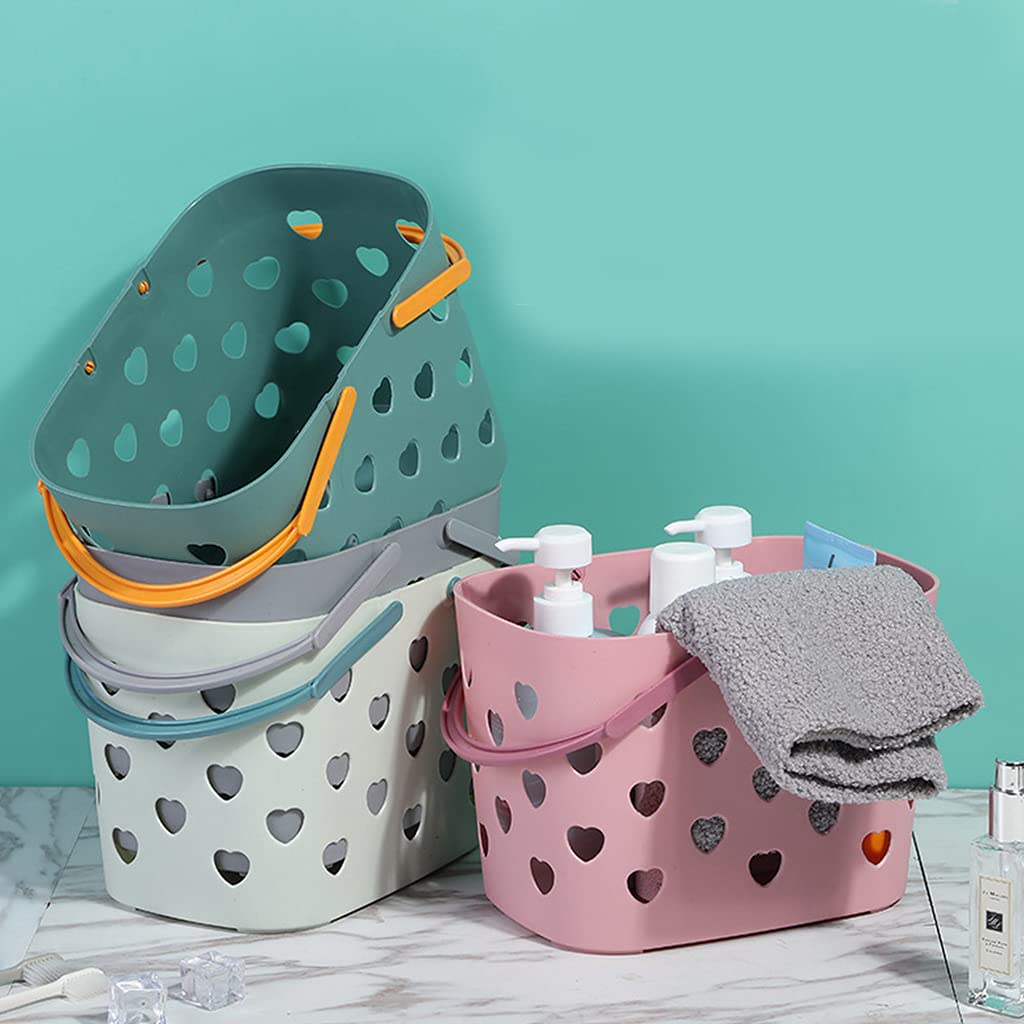 yungluner Plastic Storage Basket with Handles Hollow Shower Caddy Basket with Holes Bathroom Organizer Tote Toiletry Bag Basket Box Organizer