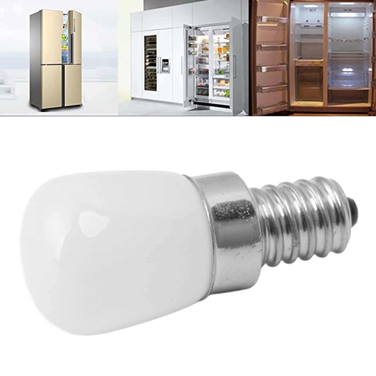 Refrigerator Lamp Bulb, LED Refrigerator Bulb 120V Zero Heat Output NonStrobe Light EcoFriendly Energy Saving for Freezer (White Light)