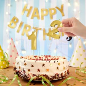 Number Birthday Candles(8 Candle Gold) 3D Diamond Shape Number Happy Birthday Cake Candles for Birthday Party Wedding Decoration Reunions Theme Party