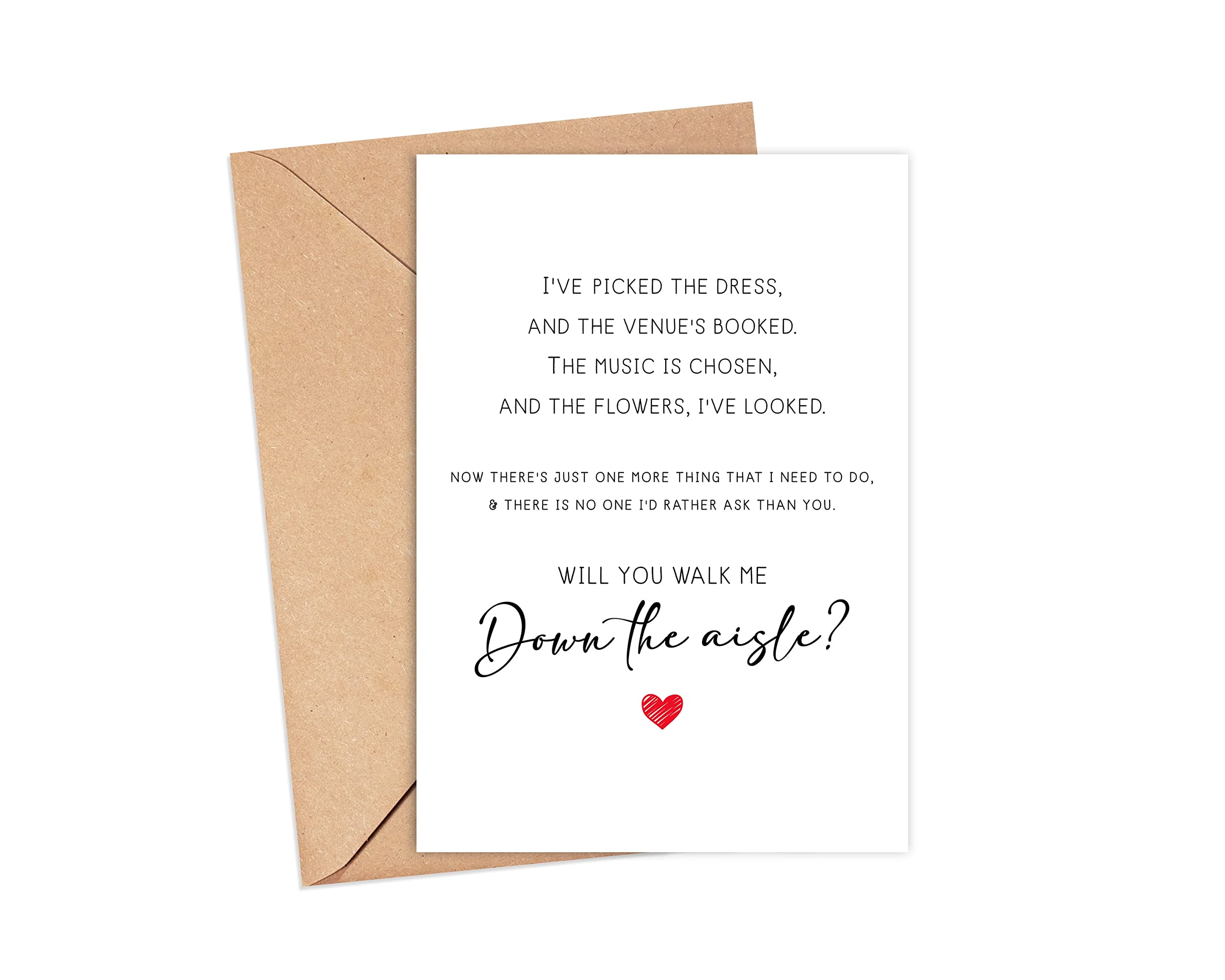 Will You Walk Me Down The Aisle - Proposal Note Card - No One I'd Rather Ask Poem - Gift From Bride 1