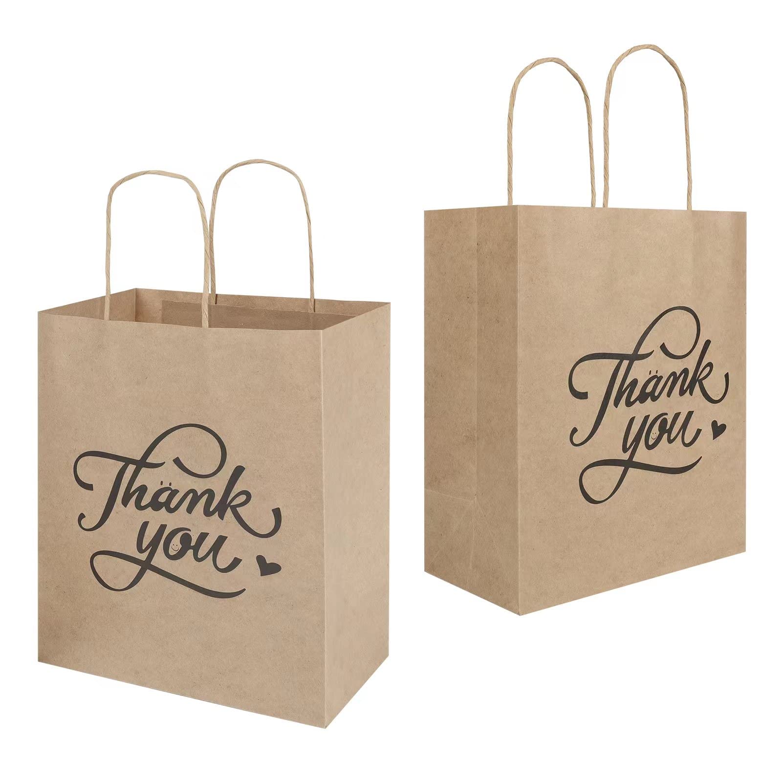 bagmad 50 Pack 8x4.75x10 inch Strurdy Plain Medium Paper Bags with Handles Bulk, Brown Kraft Bags, Grocery Shopping Retail Bags, Birthday Party Favors Wedding Thank You Bags Sacks (50 Count)