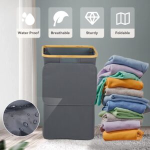 Collapsible Laundry Basket, Tall Laundry Hamper with Lid and Removable Liner Bag, 87L Large Foldable Storage Laundry Hamper Clothes Basket, for Dorm, Bathroom, Bedroom, Clothing, Toys (87L)