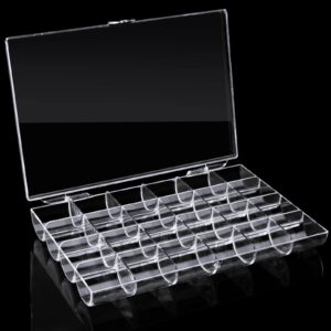 Noverlife 24 Grids Clear Plastic Organizer Box, Storage Container Jewelry Box, Empty Earring Storage Organizer Display Case, Transparent Plastic Nail Art Decorations Container for Bead Rings Earrings