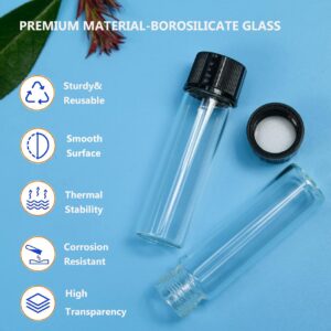 PEKYBIO Clear Glass Sample Vial, Liquid Sampling Sample Glass Bottle, 12 ml Capacity, Storage Glass Vial 19 mm.I.D.* 65 mm, 15-425 Thread Black Closed Top Screw Cap,PE Liner, Pack of 100