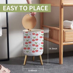 LGCZNWDFHTZ Small Trash Can with Lid for Bathroom Kitchen Office Diaper Cherry Fruit Cute Heart Fruit Cartoon Seamless dot Bedroom Garbage Trash Bin Dog Proof Waste Basket Cute Decorative