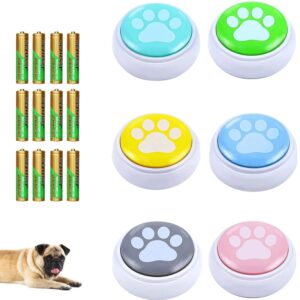 dog talking button set, recordable button,dog buttons for communication, 30 second custom recordable talking button dog training & behavior aids talking buttons for dogs answer buzzers (set of 6)