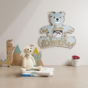 Baby Shower Guest Book Alternatives - We Can Bearly Wait Baby Shower Decorations For Boy- Teddy Bear Baby Shower Decorations - Centerpiece - Woodland Baby Shower Ultrasound Photo Frame (Blue)