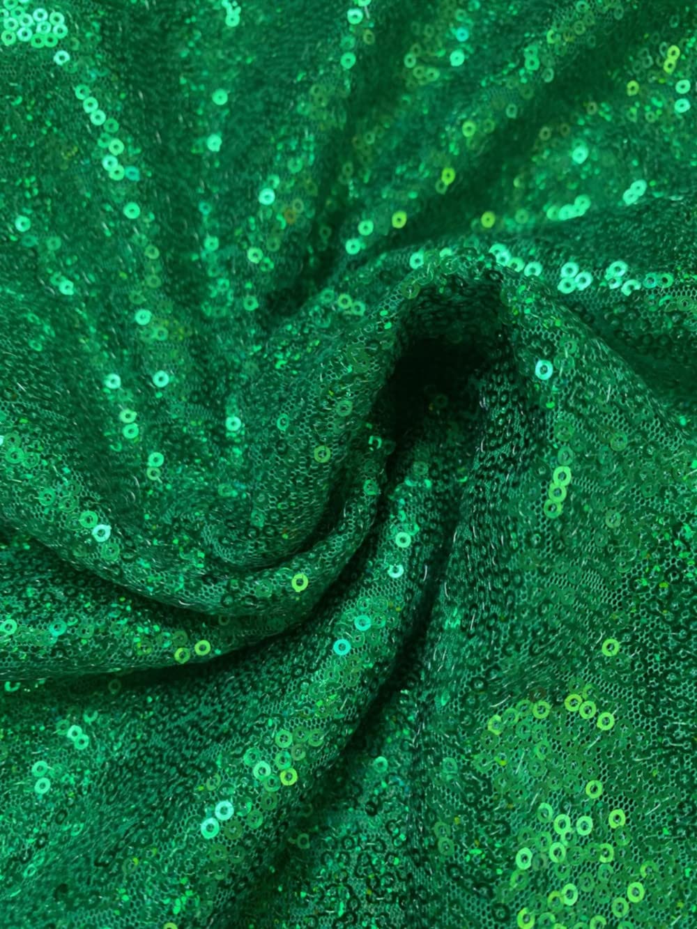 Green Sequin Fabric by The Yard, Glitter Sequin Mesh