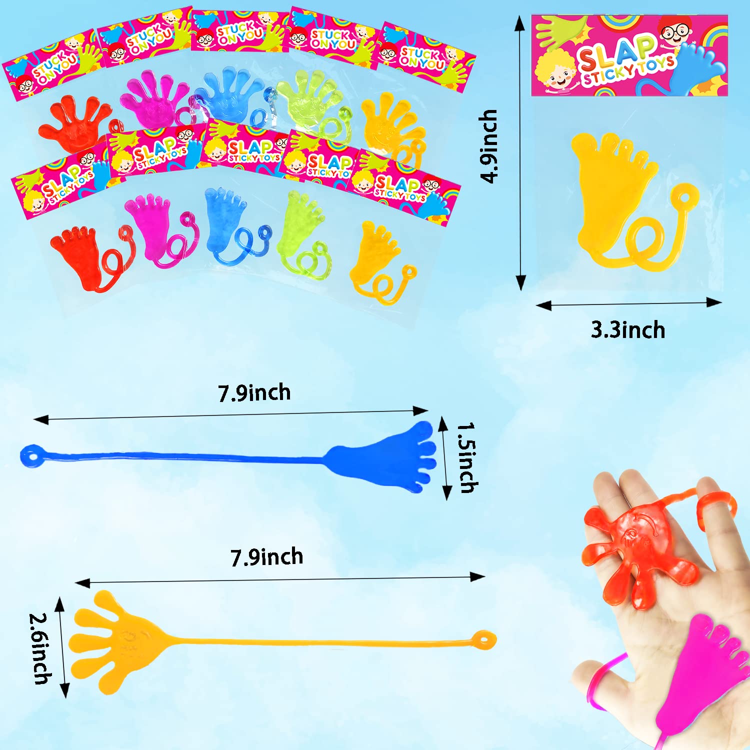 Party Favors Supplies Goodie Bag Stocking Stuffer Fillers for Kids (48 PCS), Christmas Sticky Hands & Feet for Toddlers,Birthday Pinata Favors Classroom Student Treats Prizes Toys Gifts for Boys Girls