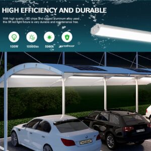 AntLux 8FT LED Vapor Tight Light, 100W 10000LM, 8 Foot LED Vapor Proof Light Fixture Outdoor Shop Lights, IP67 Waterproof LED Lights for Parking Garage Carport Car Wash, Freezer Light, Plug In, 4 Pack