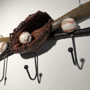 RYAONFKY Baseball Coat Rack Wall Mount with 3 Wall Hooks, Baseball Glove Wall Decor for Boys Room,Entryway,Cloakroom