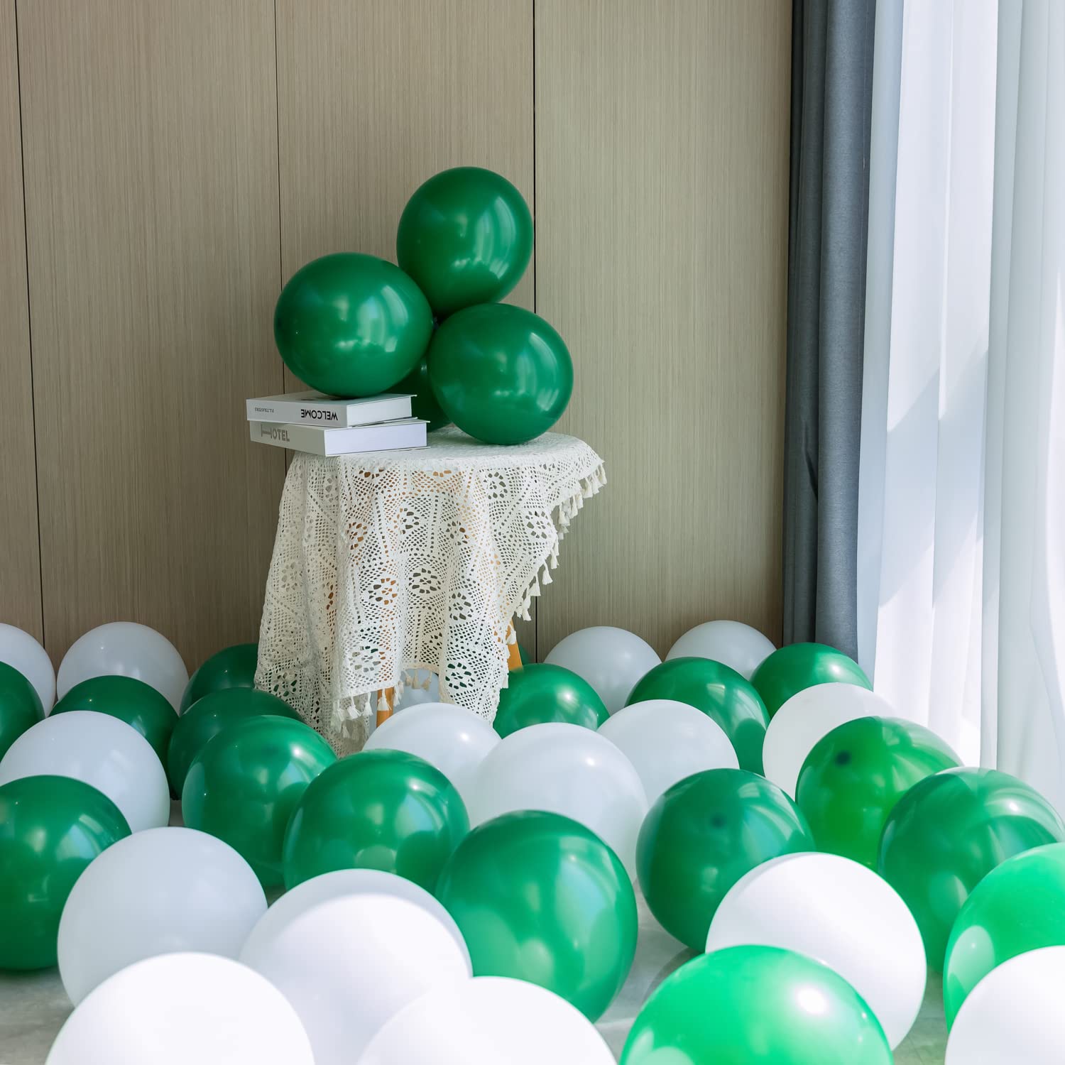 100pcs Dark Green Balloons, 12 inch Latex Balloons, Helium Green Party Balloons for Birthday Baby Shower Wedding Graduation Holiday Ballons Party Decor(With 2 Green Ribbons)