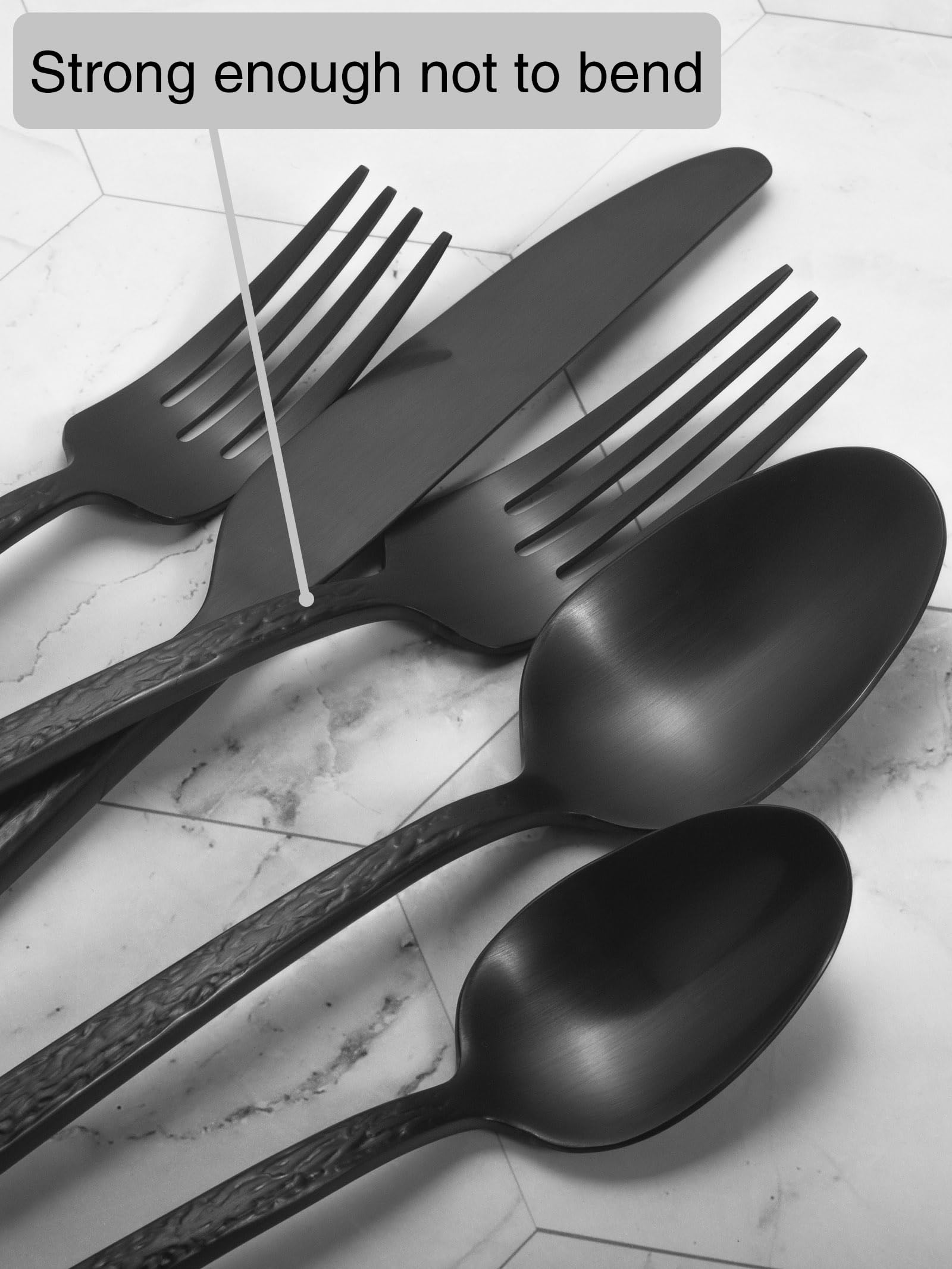 Alata Ripple 20-Piece Black Silverware Set Stainless Steel Flatware Set,Service for 4,Cutlery Set,Dishwasher Safe