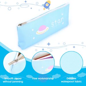 TIESOME 2Pcs Small Pencil Case, Cute Slim Design Leather Pencil Case Pouch Bag with Zipper Stationery Bag Portable Cosmetic Bag for Pen Pencils Markers(Gray+Blue)