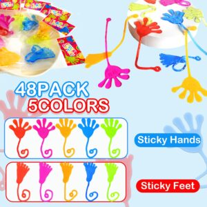 Party Favors Supplies Goodie Bag Stocking Stuffer Fillers for Kids (48 PCS), Christmas Sticky Hands & Feet for Toddlers,Birthday Pinata Favors Classroom Student Treats Prizes Toys Gifts for Boys Girls