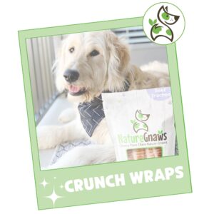 Nature Gnaws Beef Trachea Crunch Wraps for Dogs (3 Count) - Long Lasting Natural Beef Jerky Dog Chew Bones - Rawhide Free