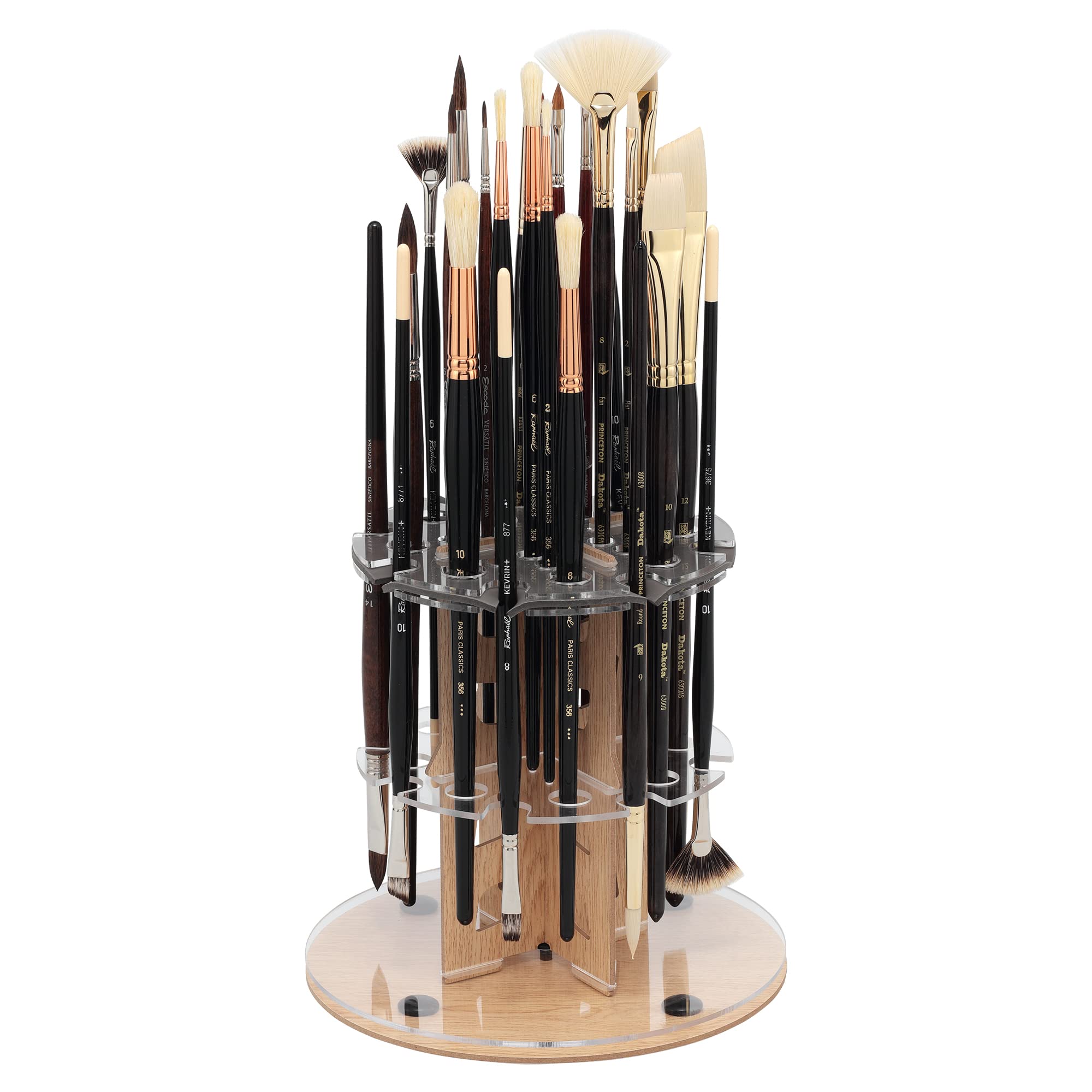 Mezzo Artist Brush Rack - Wood Grain Laminate Multi Layer Desk Stand Professional Storage Display Organizer for paintbrushes and Paint Tubes - Rotating Brush Rack