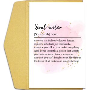 qiliji soul sister definition birthday card, bestie birthday card gift, funny birthday card for best friend, friendship birthday card