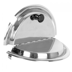 truecraftware- 25 cm hinged stainless steel inset cover fits 7 qt inset pan with plastic knob and notched for ladle- for soup warmer and soup chafer for catering buffet parties banquets commercial use