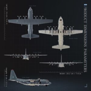 HangHang 1/200 AC-130U Fighter Jet Model Metal Aircraft Model Military Airplane Model Diecast Plane Model for Collection or Displays