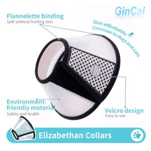 GinCai，Cat Cone, Adjustable Recovery Pet Cone, 5.9~15.7 Inches Lightweight Plastic Elizabethan Collar for Cats, Miniature Dogs and Rabbits (Black) (No. 3, Neck 13-14.7In)