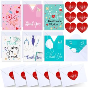 jutom 60 sets cna nurse week gift national healthcare graduation appreciate gift card thank you cards for nurses doctor with stickers envelopes greeting card nurses week day medical assistant