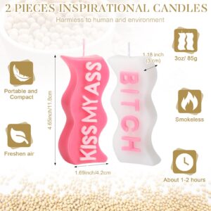 Coume 2 Pieces Aesthetic Candles Atmosphere Candle Wavy Word Fun Shaped Trendy Soy Wax Scented Cool Funny Gift for Office Birthday Home Decoration(Bright)