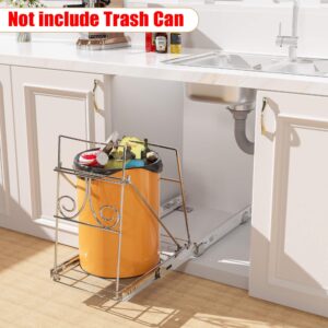 facertuey Pull Out Trash Can Under Cabinet,Cabinet Trash Can Roll-Out Sliding Rack,Adjustable Slide Out Shelf for Waste Can Under Kitchen Sink,Trash Can Not Included