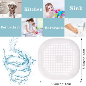 Shower Drain Hair Catcher, Durable Silicone Shower Drain Covers Hair Stopper with Suction Cup, Easy to Install Suit for Bathroom,Bathtub and Kitchen 3PACK (White)