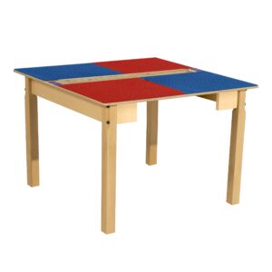 contender time-2-play kids activity play table, compatible with lego bricks, extra sturdy birch plywood, 35" w x 31" d, blue & green, 20" legs for ages 4-7