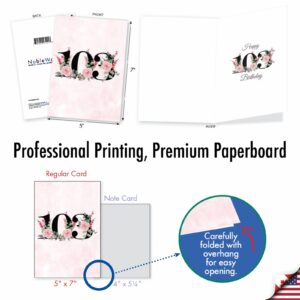 NobleWorks 103th Milestone Birthday Greeting Card with 5 x 7 Inch Envelope (1 Card) Floral Age 103 C8269MBG