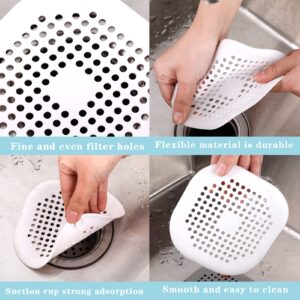 Shower Drain Hair Catcher, Durable Silicone Shower Drain Covers Hair Stopper with Suction Cup, Easy to Install Suit for Bathroom,Bathtub and Kitchen 3PACK (White)