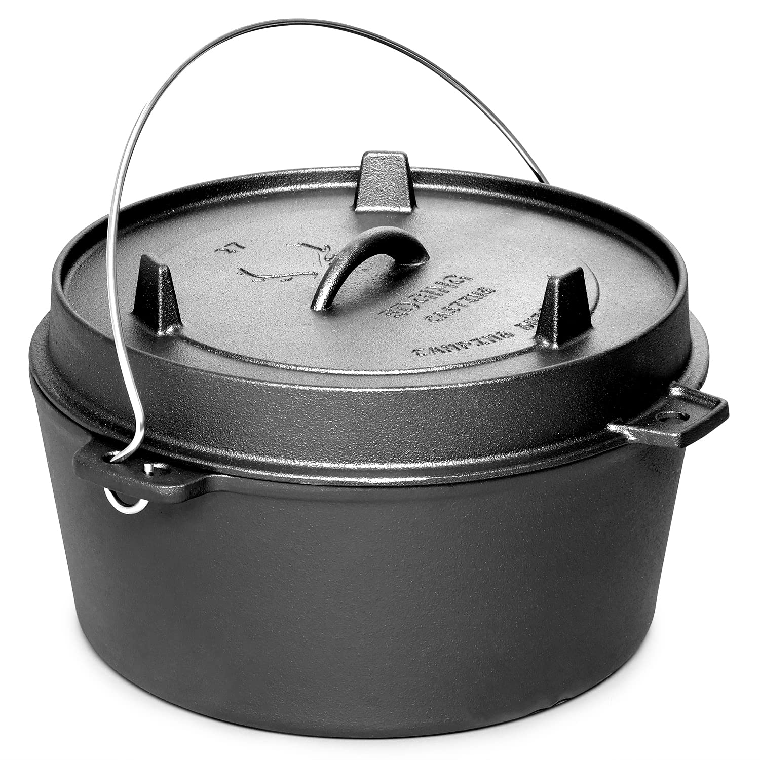 EDGING CASTING Pre-Seasoned Cast Iron Camping Dutch Ovens, Outdoor Camping Dutch Oven Pot with Lid Tripod, 6 Quart