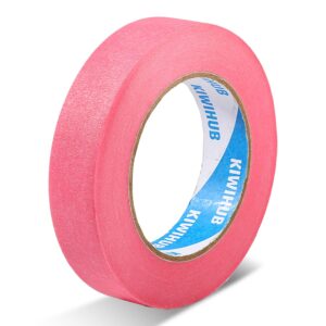 kiwihub pink painter's tape,1" x 60 yards - 14 day easy removal decorative masking tape for painting,labeling,diy crafting,decoration and school projects