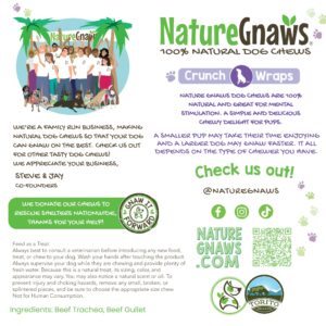 Nature Gnaws Beef Trachea Crunch Wraps for Dogs (3 Count) - Long Lasting Natural Beef Jerky Dog Chew Bones - Rawhide Free