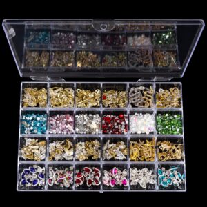 Noverlife 24 Grids Clear Plastic Organizer Box, Storage Container Jewelry Box, Empty Earring Storage Organizer Display Case, Transparent Plastic Nail Art Decorations Container for Bead Rings Earrings